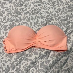 strapless coral bikini top
